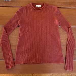 Vince Mixed Rib Longsleeve in Redwood size M